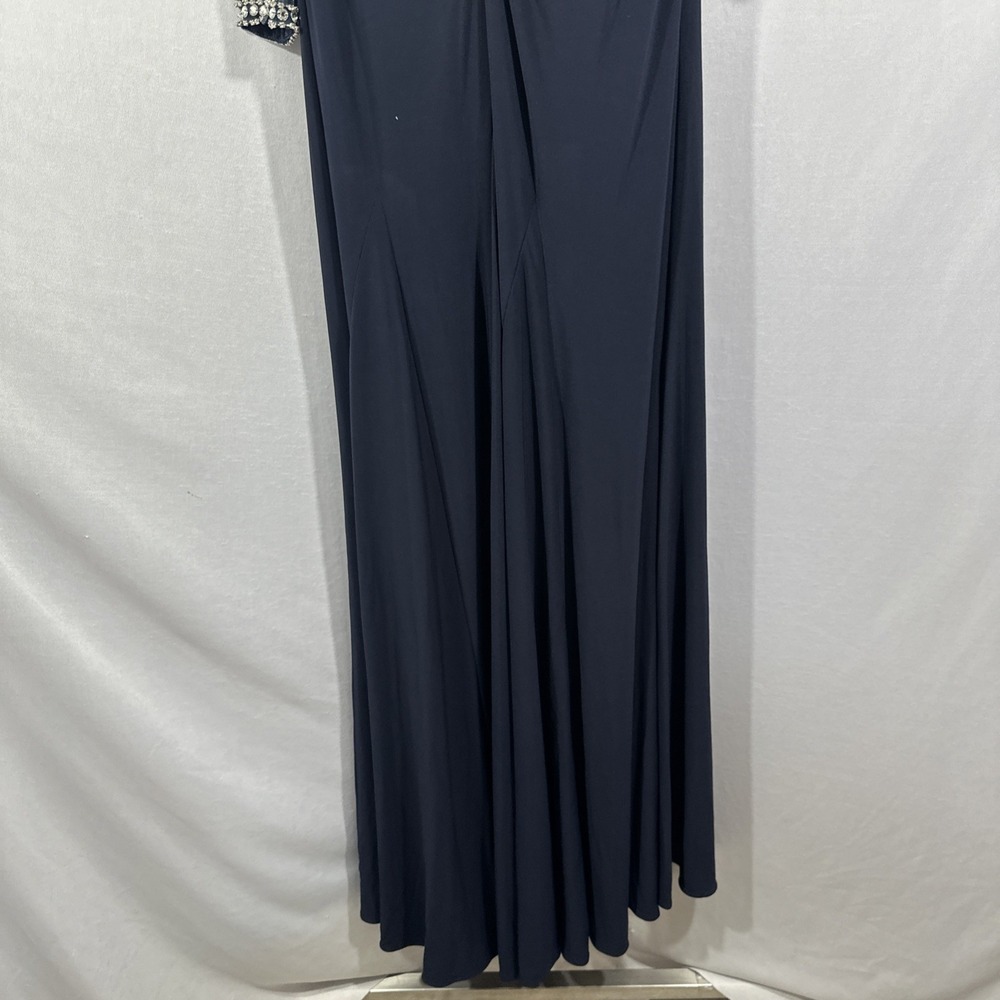 NWT $398 Mac Duggal [ 6 ] 12527 Bead Cuff Drop Shoulder Gown Midnight Blue J1697 - Picture 14 of 14